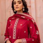 Fancy Embroidered Shirt with Embroidered Net Dupatta 2